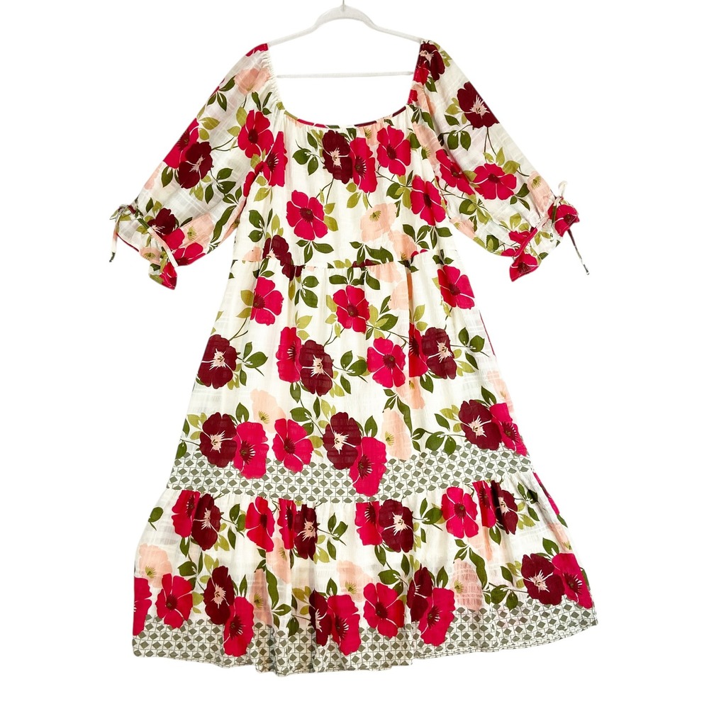 Hope Spring Women XXL Floral Tiered Maxi Dress SIMK19B56 Multicolor Boho Peasant